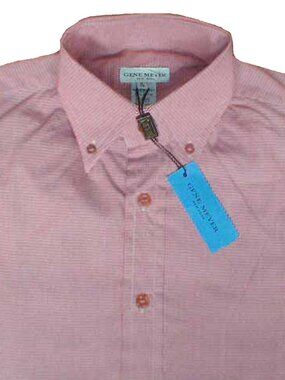 NEW Gene Meyer Shirt! e 48 US Small Red & Pink Check Gingham Short Sleeved ITALY